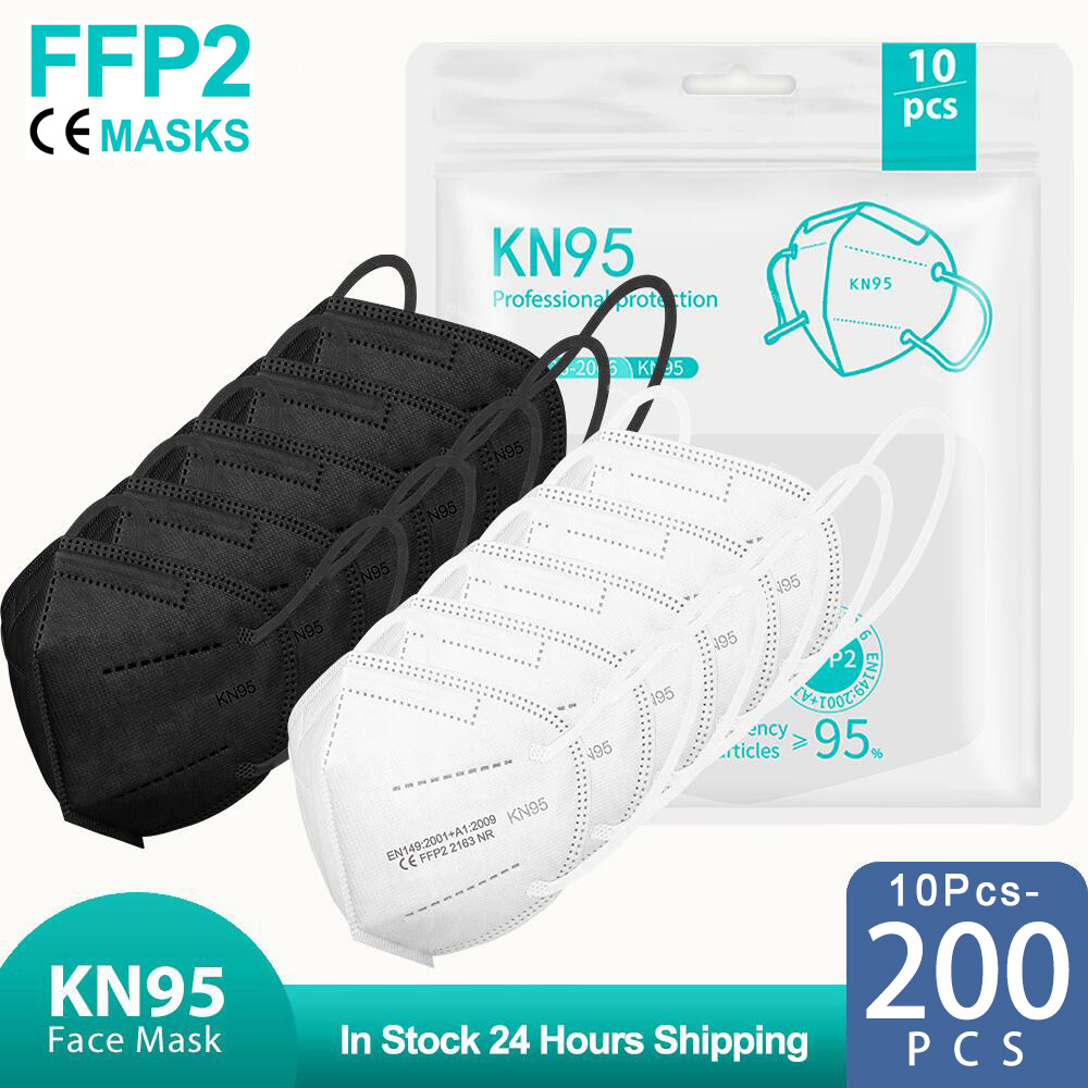 Disposable Surgical Mask - 10-200 Stück Mascarillas FPP2 Schwarz KN95